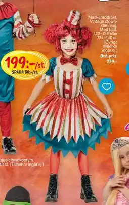 Leklust Maskerad dräkt. Vintage clown ‑ klänning., SEK 199 erbjuda
