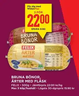 Willys Hemma BRUNA BÖNOR, ÄRTER MED FLÄSK, Medlemspris erbjuda