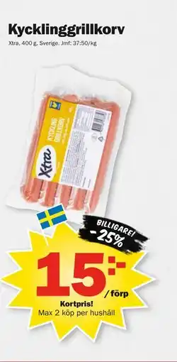 Pekås Kycklinggrillkorv, SEK 15 erbjuda