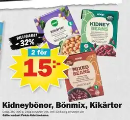 Pekås Kidneybönor, Bönmix, Kikärtor, Medlemspris erbjuda