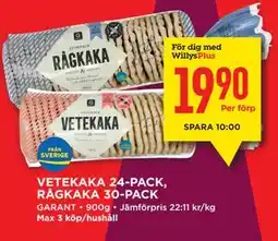 Willys VETEKAKA 24-PACK, RÅGKAKA 30-PACK, Medlemspris erbjuda
