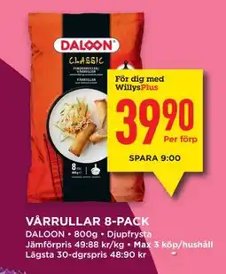 Willys VÅRRULLAR 8-PACK, Medlemspris erbjuda