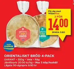 Willys Hemma ORIENTALISKT BRÖD 4-PACK, Medlemspris erbjuda