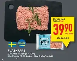 Willys FLÄSKFÄRS, Medlemspris erbjuda