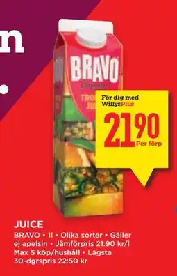 Willys Hemma JUICE, Medlemspris erbjuda