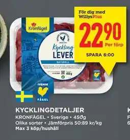 Willys KYCKLINGDETALJER, Medlemspris erbjuda