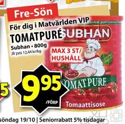 Matvärlden Tensta TOMATPURÉ, Medlemspris erbjuda