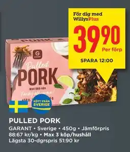 Willys PULLED PORK, Medlemspris erbjuda