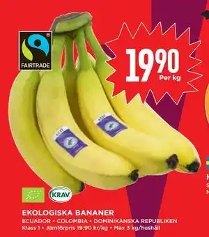 Willys Hemma EKOLOGISKA BANANER, SEK 19.9 erbjuda
