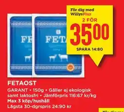 Willys Hemma FETAOST, Medlemspris erbjuda