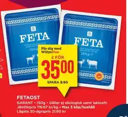 Willys FETAOST, Medlemspris erbjuda
