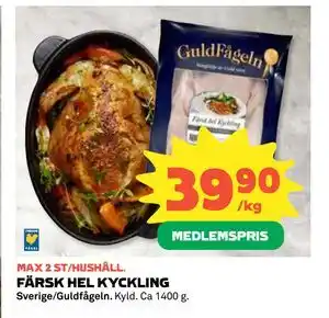 Coop Daglivs FÄRSK HEL KYCKLING, Medlemspris erbjuda