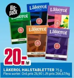ÖoB LÄKEROL HALSTABLETTER, SEK 20 erbjuda