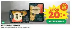 Coop Daglivs PASTA KORTA FORMER, Medlemspris erbjuda