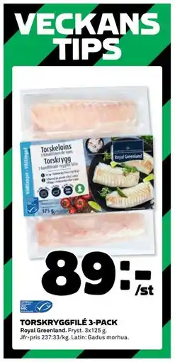 Coop Daglivs TORSKRYGGFILÉ 3-PACK, SEK 89 erbjuda