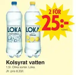 Matöppet Kolsyrat vatten, SEK 25 erbjuda