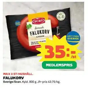 Coop Daglivs FALUKORV, Medlemspris erbjuda