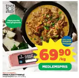 Coop Daglivs FÄRSK FLÄSKYTTERFILÉ, Medlemspris erbjuda