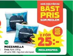 Coop Daglivs MOZZARELLA, Medlemspris erbjuda