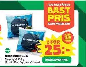Coop Daglivs MOZZARELLA, Medlemspris erbjuda