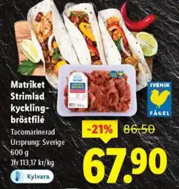 Lidl Matriket Strimlad kyckling- bröstfilé erbjuda