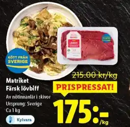 Lidl Matriket Färsk lövbiff erbjuda