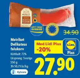 Lidl Matriket Delikatess falukorv erbjuda