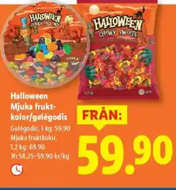 Lidl Halloween Mjuka frukt- kolor/gelégodis erbjuda