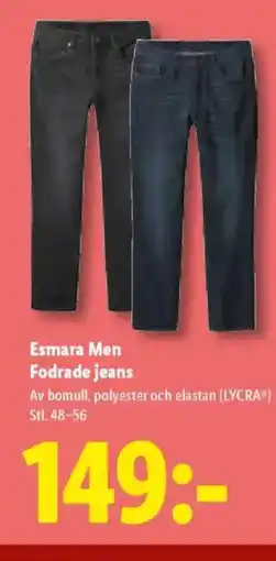 Lidl Esmara Men Fodrade jeans erbjuda