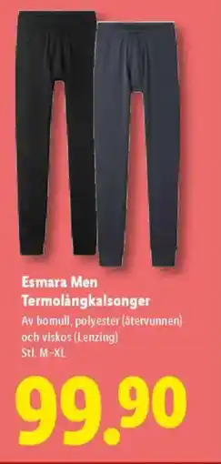 Lidl Esmara Men Termolångkalsonger erbjuda