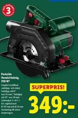 Lidl PARKSIDE Handcirkelsåg, 750 W erbjuda
