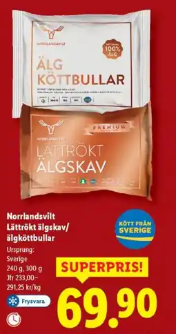 Lidl Norrlandsvilt Lättrökt älgskav/ älgköttbullar erbjuda