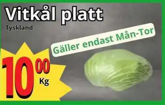 Supergrossen Vitkål platt erbjuda