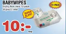 Nya Pulsen Babywipes Gunry Aloe Vera erbjuda