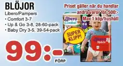 Nya Pulsen Libero/Pampers Blöjor erbjuda