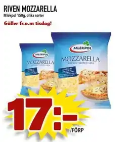 Din Mat MLEKPOL Riven mozzarella erbjuda