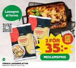 Coop FÄRSKA LASAGNEPLATTOR erbjuda