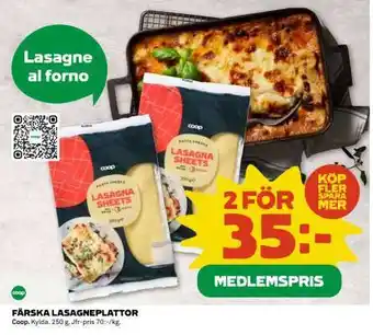 Coop FÄRSKA LASAGNEPLATTOR erbjuda