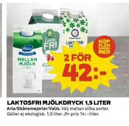 Coop Laktosfri mjölkdryck 1,5 liter erbjuda
