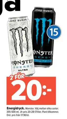 Coop Extra Energidryck., SEK 20 erbjuda