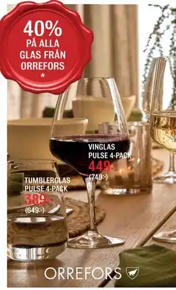 Mio 40% PÅ ALLA GLAS FRÅN ORREFORS erbjuda