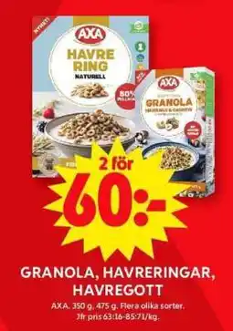 ICA Supermarket GRANOLA, HAVRERINGAR, HAVREGOTT erbjuda