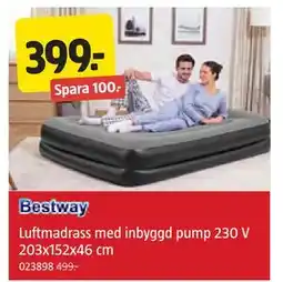 Jula Luftmadrass med inbyggd pump 230 V 203x152x46 cm, SEK 399 erbjuda