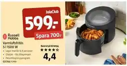 Jula Varmluftsfritös 5 l 1500 W, Medlemspris erbjuda