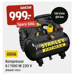 Jula Kompressor 6 l 1100 W 230 V, Medlemspris erbjuda