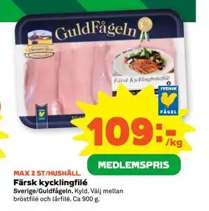 Stora Coop Färsk kycklingfilé, Medlemspris erbjuda