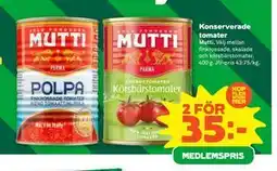 Stora Coop Konserverade tomater, Medlemspris erbjuda