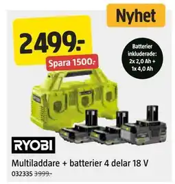 Jula Multiladdare + batterier 4 delar 18 V, SEK 2499 erbjuda