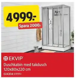 Jula Duschkabin med takdusch 120x80x220 cm, SEK 4999 erbjuda