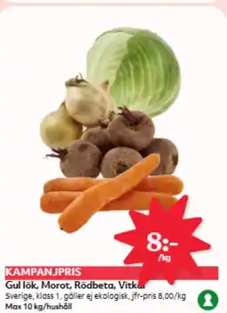 Hemköp Gul lök, Morot, Rödbeta, Vitko erbjuda